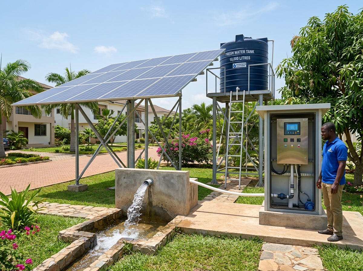 Solar borehole water pumping